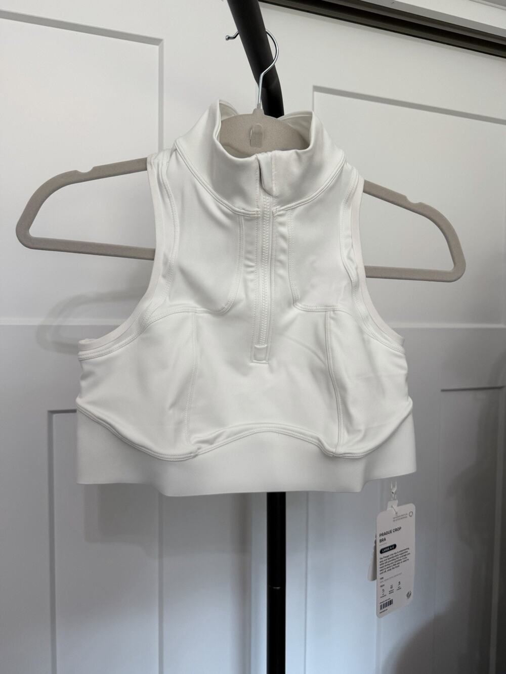 Phoenix Crop Bra White Large A-C Eco-Friendly Moisture Wick UV Protection #159